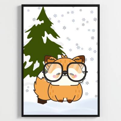 Besay Gözlüklü Dostlar:Panda, Koala ve Tilki Çocuk Odası Posteri–Dekoratif 3lü Set A4 Çerçevesiz - 3