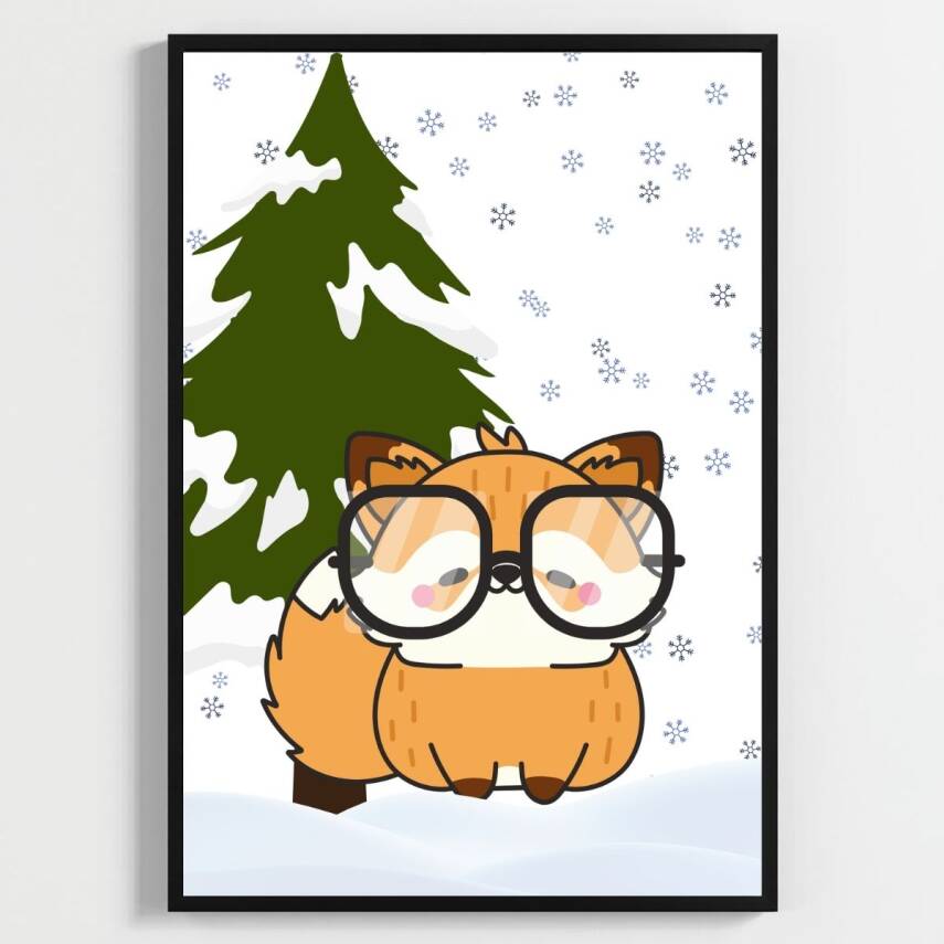 Besay Gözlüklü Dostlar:Panda, Koala ve Tilki Çocuk Odası Posteri–Dekoratif 3lü Set A4 Çerçevesiz - 3