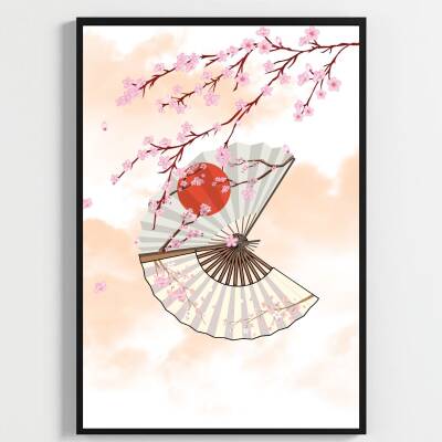 Besay Japon Esintisi | Kafe, Salon Ve Restoran Duvar Dekorasyonu | Geleneksel Sakura Ve Asya Temalı Poster | 3'Lü Set A2 Çerçev - 3