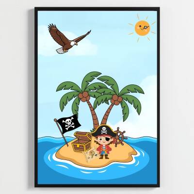 Besay Korsan Macerası | Erkek Çocuk Odası Duvar Dekorasyonu | Mavi Okyanus Ve Korsan Gemisi Posteri | 3'Lü Set A4 Çerçevesiz