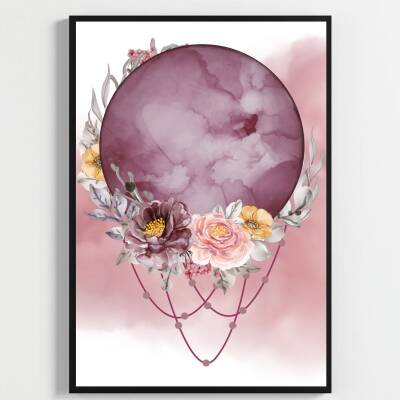 Besay Kozmik Rüya | Meditasyon Ve Yoga Odası Dekorasyonu | Çiçekli Kristal Ve Kadın Figürlü Poster | 3'Lü Set A4 Çerçevesiz