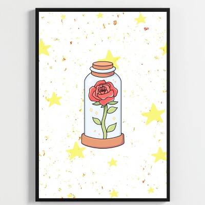 Besay Küçük Prens | Bebek Ve Çocuk Odası Duvar Dekorasyonu | İkonik Gül Ve Tilki Temalı Çocuk Posteri | 3'Lü Set A2 Çerçevesiz - 3