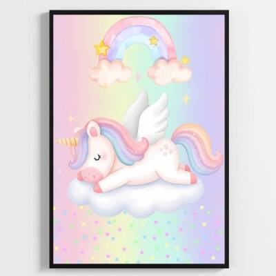 Besay Masal Dünyası Unicorn Çocuk Odası Posteri–Dekoratif 3lü Set A2 Çerçevesiz
