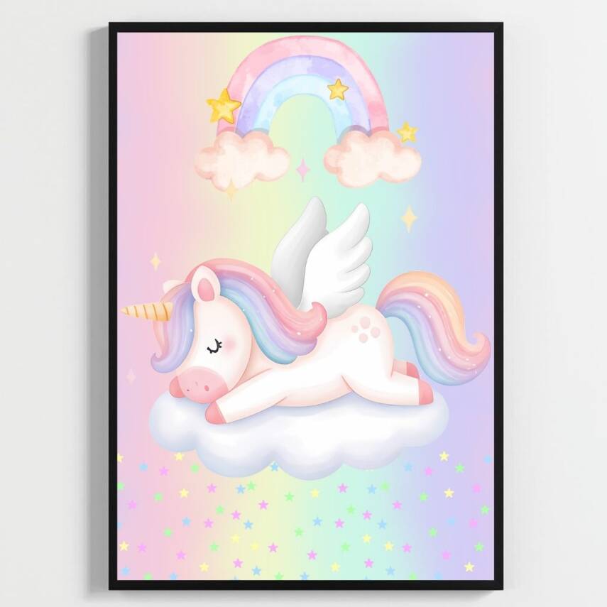 Besay Masal Dünyası Unicorn Çocuk Odası Posteri–Dekoratif 3lü Set A4 Çerçevesiz - 1