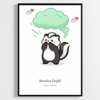 Besay Masum Kokarca | Eğlenceli Banyo ve Tuvalet Duvar Dekorasyonu | Benden Değil Yazılı Komik Hayvan Poster Tablo | A3 Tekli Ç