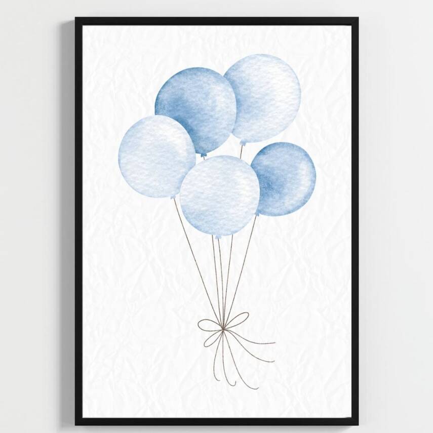 "Besay Mavi Düşler | ""Baby"" Küp Temalı Çocuk Odası Dekorasyonu | Yeni Doğan Erkek Bebek Hediyesi Poster | 3'Lü Set A2 Çerçeve - 3