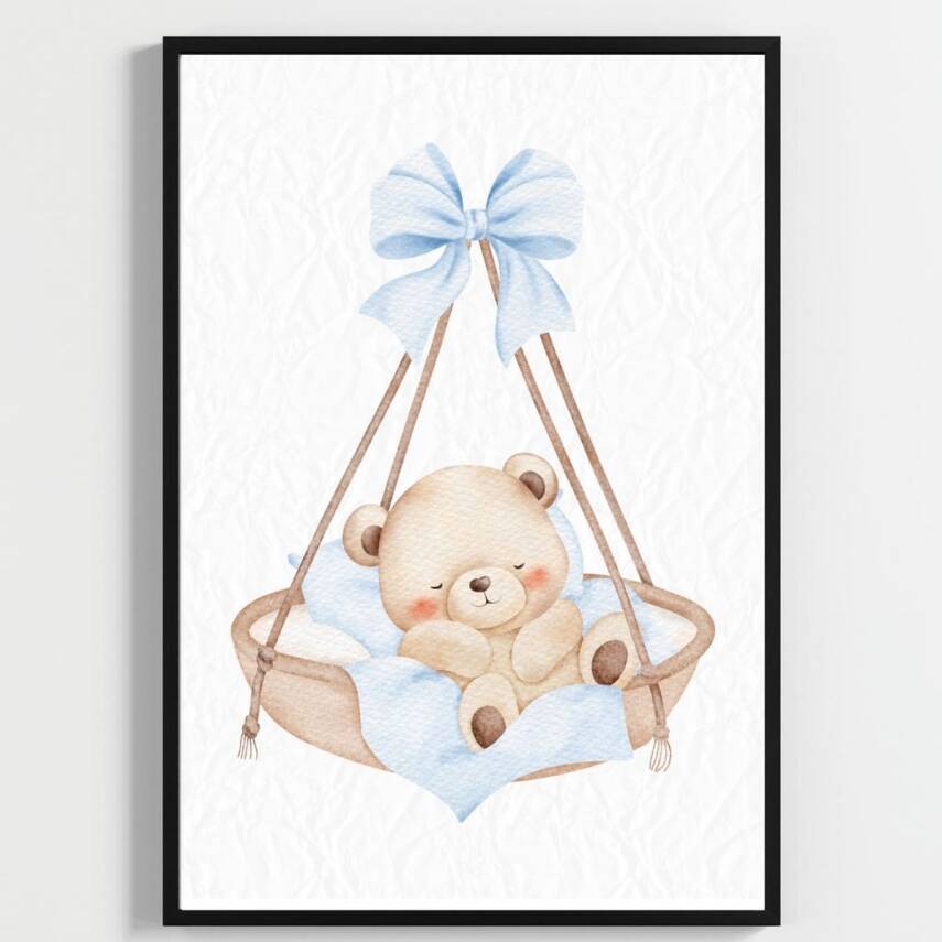 "Besay Mavi Düşler | ""Baby"" Küp Temalı Çocuk Odası Dekorasyonu | Yeni Doğan Erkek Bebek Hediyesi Poster | 3'Lü Set A4 Çerçeve - 1