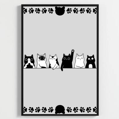 Besay Meraklı Kediler Çocuk Odası Posteri–Dekoratif 3lü Set A3 Çerçevesiz - 3