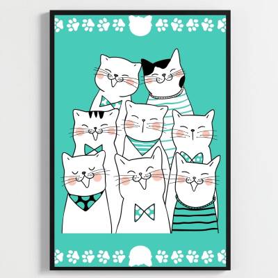 Besay Meraklı Kediler Çocuk Odası Posteri–Dekoratif 3lü Set A3 Çerçevesiz - 2