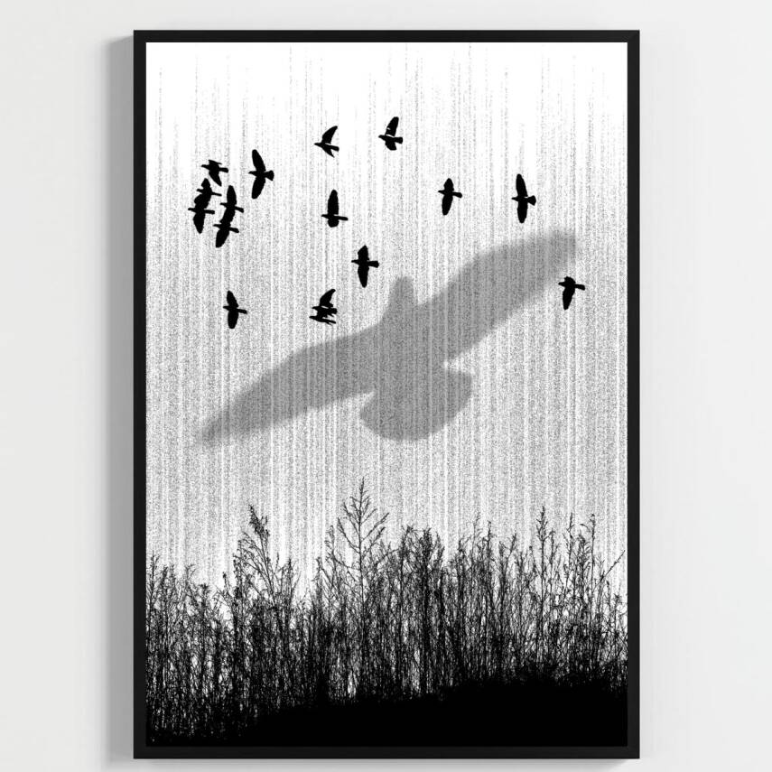 Besay Modern Kuzgun Ve Kuş Temalı Poster Seti | Gotik Gizemli Duvar Dekorasyonu | Siyah Beyaz Karga Ve Dal Tasarımlı Poster | 3 - 2