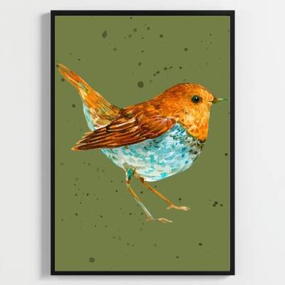 Besay Nature's Duo:Modern Kuş Figürlü Sanat Posteri–Dekoratif 2li Set A2 Çerçevesiz