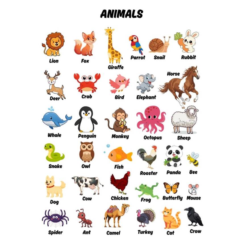 Besay Okul Öncesi İngilizce Eğitim Poster Seti 12'Li A3 Çerçevesiz - 9