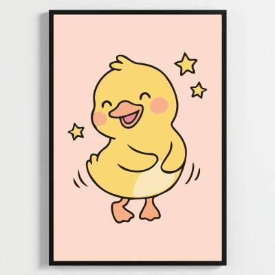 Besay Pofuduk Ördek Yavrusu Çocuk Odası Posteri–Dekoratif 3lü Set A4 Çerçevesiz - 1
