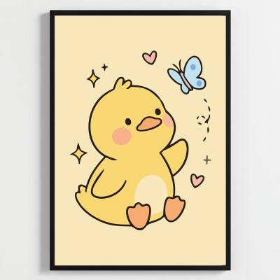 Besay Pofuduk Ördek Yavrusu Çocuk Odası Posteri–Dekoratif 3lü Set A4 Çerçevesiz - 3