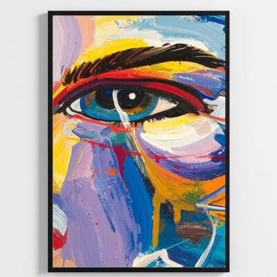 Besay Ressamın Gözünden | Modern Salon Duvar Dekorasyonu | Renkli Sanat Ve Fırça Posteri | 3'Lü Set A2 Çerçevesiz - 2