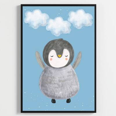 Besay Rüyacı Penguenler Çocuk Odası Posteri–Dekoratif 3lü Set A3 Çerçevesiz
