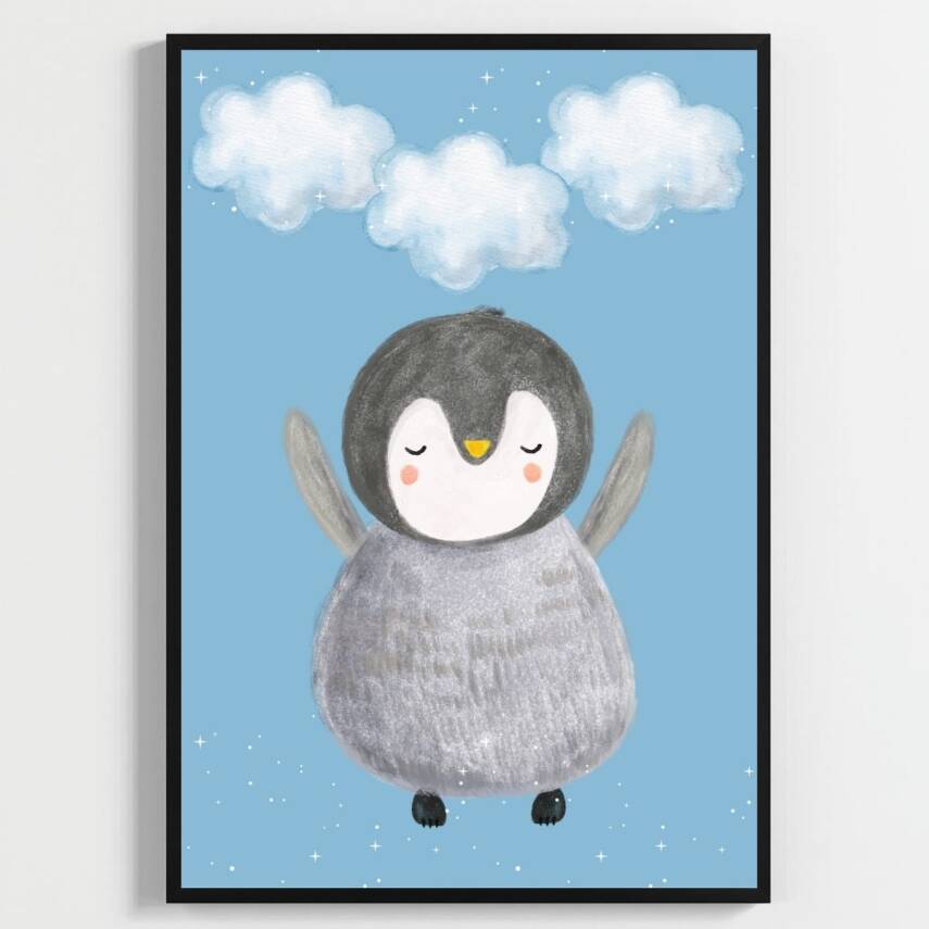 Besay Rüyacı Penguenler Çocuk Odası Posteri–Dekoratif 3lü Set A4 Çerçevesiz - 1