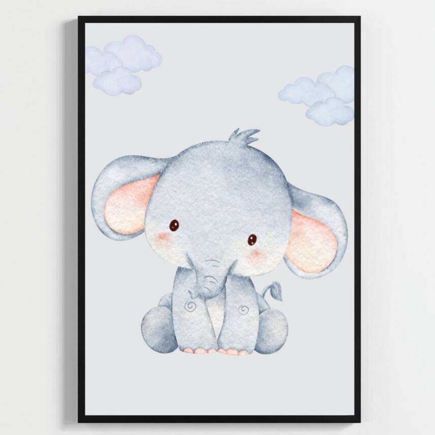 Besay Safari Macerası:Fil, Aslan ve Zürafa Çocuk Odası Posteri–Dekoratif 3lü Set A2 Çerçevesiz - 1