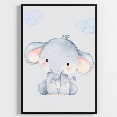 Besay Safari Macerası:Fil, Aslan ve Zürafa Çocuk Odası Posteri–Dekoratif 3lü Set A4 Çerçevesiz