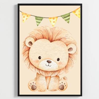 Besay Safari Macerası:Fil, Aslan ve Zürafa Çocuk Odası Posteri–Dekoratif 3lü Set A4 Çerçevesiz - 2