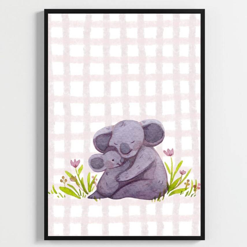 Besay Sevgi Bağı:Sarılan Minik Dostlar Serisi Çocuk Odası Posteri–Dekoratif 3lü Set A4 Çerçevesiz - 1