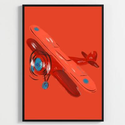 Besay Tam Gaz Macera:Renkli Arabalar, Uçak ve Vespa Çocuk Odası Posteri–Dekoratif 3lü Set A3 Çerçevesiz - 2