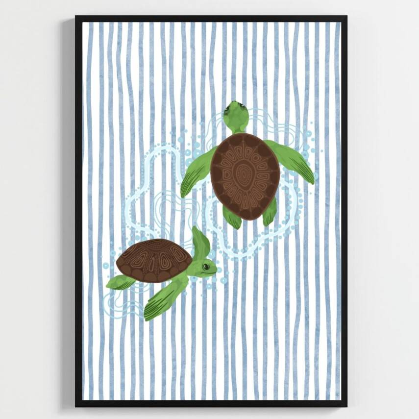 Besay Tiny Turtles:Sevimli Kaplumbağalar Çocuk Odası Posteri–Dekoratif 3lü Set A3 Çerçevesiz - 1