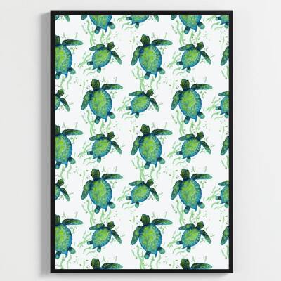 Besay Tiny Turtles:Sevimli Kaplumbağalar Çocuk Odası Posteri–Dekoratif 3lü Set A3 Çerçevesiz - 3