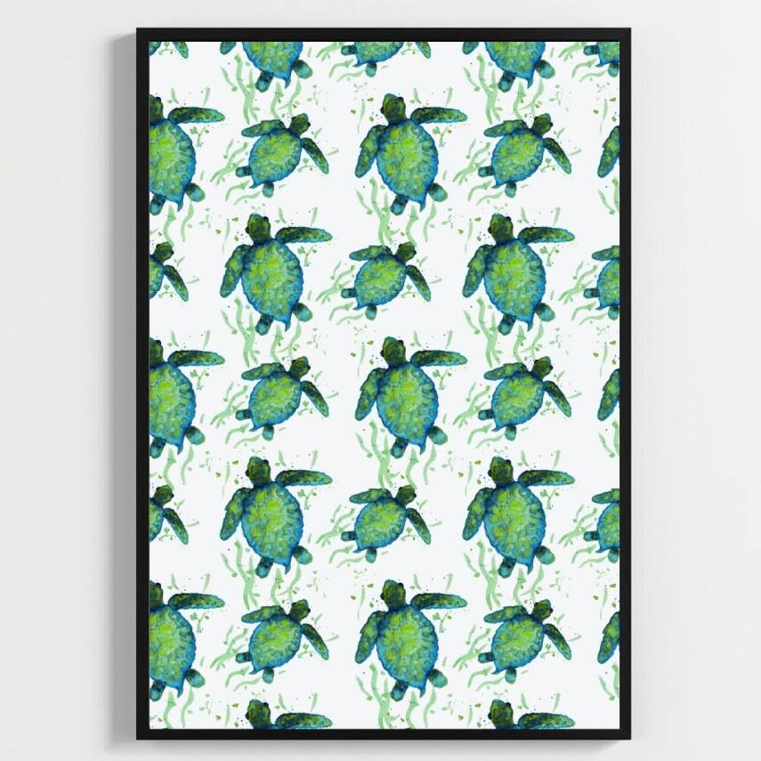 Besay Tiny Turtles:Sevimli Kaplumbağalar Çocuk Odası Posteri–Dekoratif 3lü Set A4 Çerçevesiz - 3