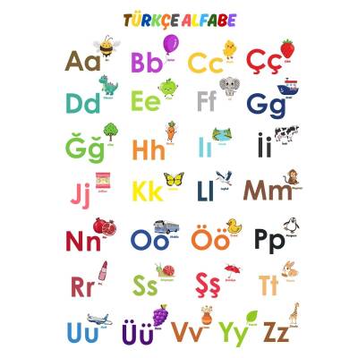 Besay Türkçe Alfabe Çocuk Eğitim Tekli A3 Çerçevesiz