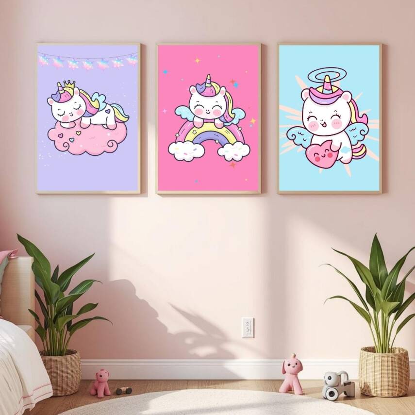 Besay Unicorn Dream Çocuk Odası Posteri–Dekoratif 3lü Set A2 Çerçevesiz - 4