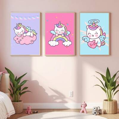 Besay Unicorn Dream Çocuk Odası Posteri–Dekoratif 3lü Set A4 Çerçevesiz - 4