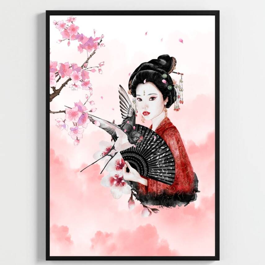 Besay Uzak Doğu Esintisi | Salon Ve Ofis Duvar Dekorasyonu | Japon Kültürü Pop Art Kadın Posteri | 3'Lü Set A2 Çerçevesiz - 3