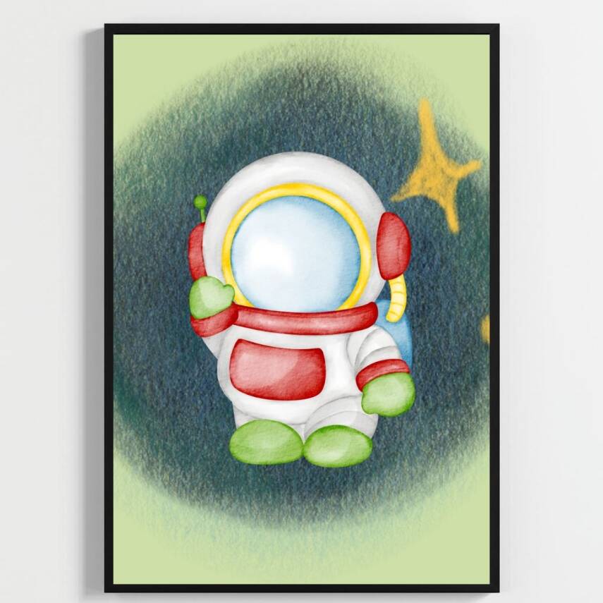 Besay Uzay Macerası | Astronotlu Eğitici Ve Eğlenceli Bebek Odası Posteri | 3'Lü Çocuk Odası Poster Seti A2 Çerçevesiz - 2