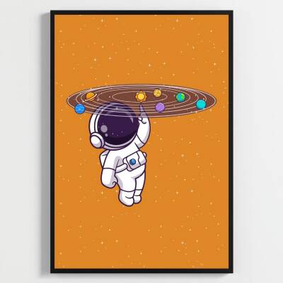 Besay Uzay Yolculuğu Astronot Çocuk Odası Posteri–Dekoratif 3lü Set A2 Çerçevesiz