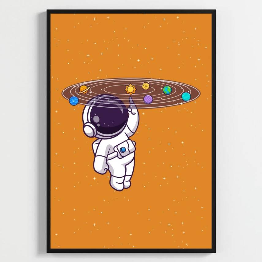 Besay Uzay Yolculuğu Astronot Çocuk Odası Posteri–Dekoratif 3lü Set A3 Çerçevesiz - 1