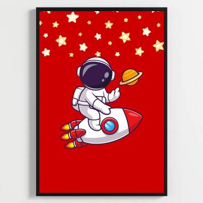 Besay Uzay Yolculuğu Astronot Çocuk Odası Posteri–Dekoratif 3lü Set A4 Çerçevesiz - 2