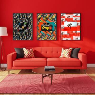 Besay Vintage Ritmi | Modern Ev Duvar Dekorasyonu | 90Lar Pop Müzik Ve Plak Temalı Pop Art Poster Seti | 3'Lü Set A3 Çerçevesiz - 4
