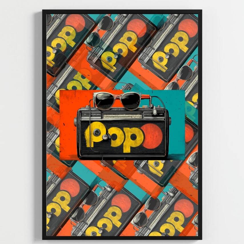 Besay Vintage Ritmi | Modern Ev Duvar Dekorasyonu | 90Lar Pop Müzik Ve Plak Temalı Pop Art Poster Seti | 3'Lü Set A4 Çerçevesiz - 2