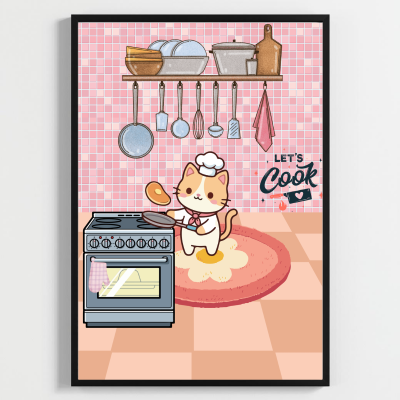 Besay Yes Chef! Sevimli Aşçılar Modern Mutfak Posteri–Dekoratif 3lü Set A2 Çerçevesiz - 3