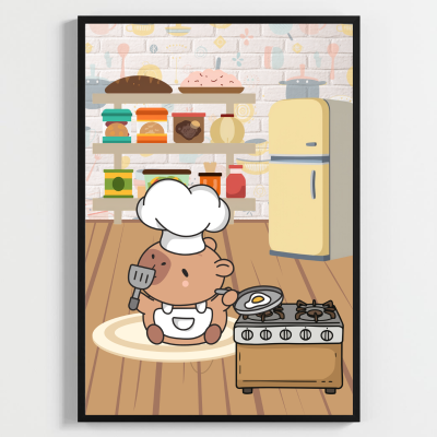 Besay Yes Chef! Sevimli Aşçılar Modern Mutfak Posteri–Dekoratif 3lü Set A4 Çerçevesiz
