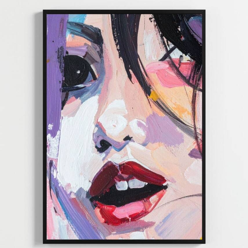 Besay Yüzler Ve İzler | Modern Salon Duvar Dekorasyonu | Kırmızı Pop Art Kadın Posteri | 3'Lü Set A2 Çerçevesiz - 2