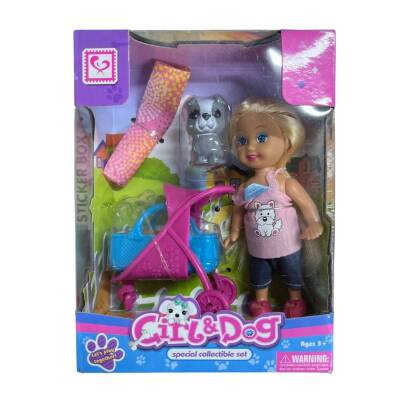 Birlik Oyuncak Pusetli Köpekli Manken Bebek K899-19