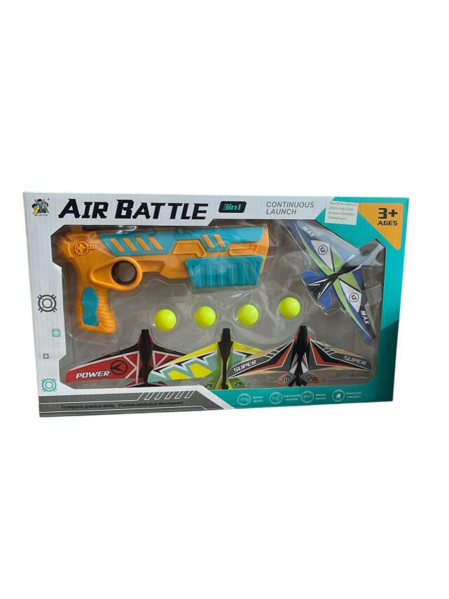 Birlik Oyuncak Uçak ve Top Atan Büyük Kutuda Tabanca WY301-Turkuaz - 1