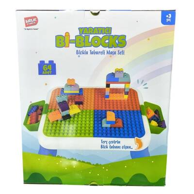 Birlik Oyuncak Yaratıcı Bi-Blocks Bloklu Tabureli Masa Seti URT035-002
