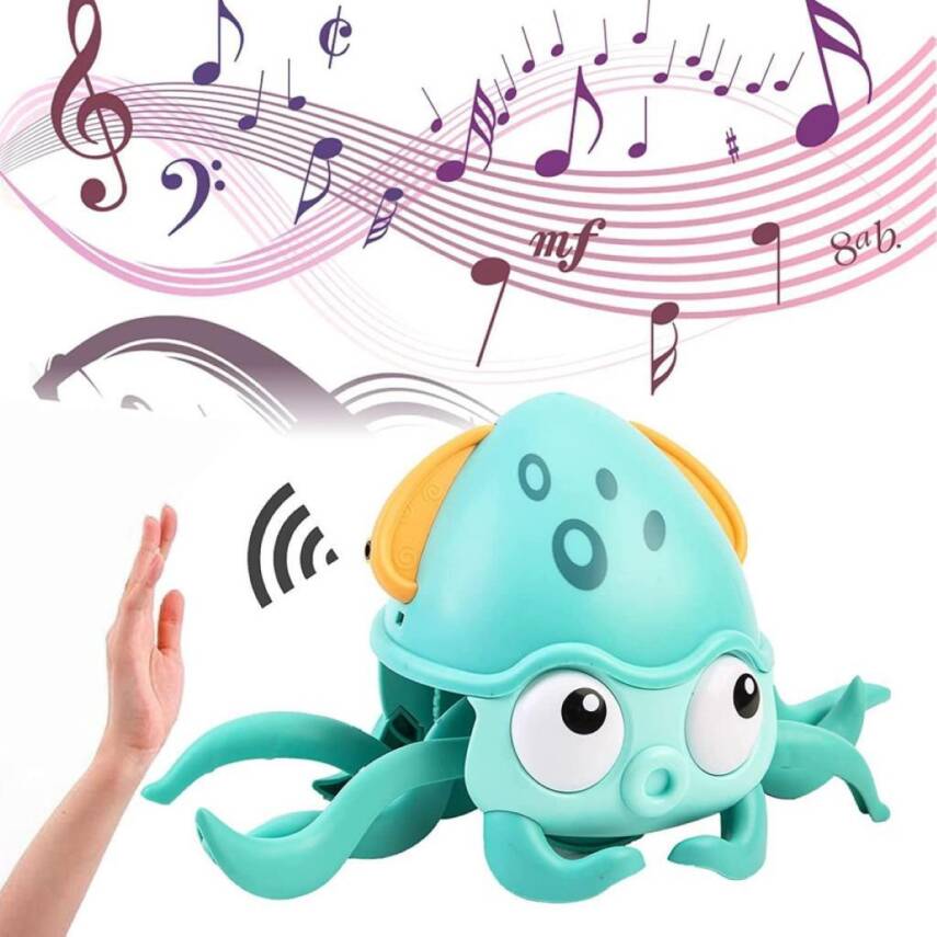 Can Oyuncak Sesli Işıklı Sensörlü Ahtapot Qc-2Y-Mavi - 1