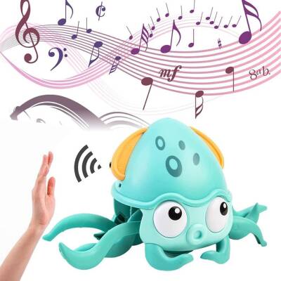 Can Oyuncak Sesli Işıklı Sensörlü Ahtapot Qc-2Y-Mavi