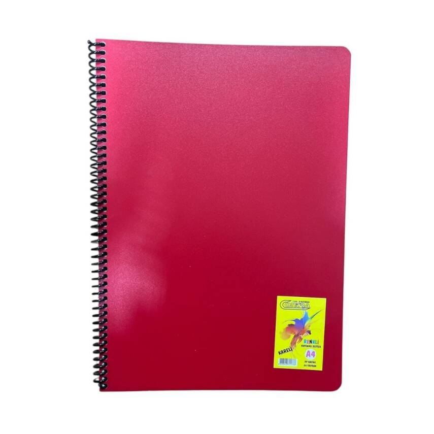 Contra Renkli Yapraklı 80 Yp Kareli Defter-Kırmızı - 1