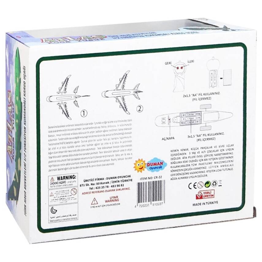 Duman Oyuncak 2 Fonksiyonlu Uzaktan Kumandalı Askeri Uçak Cr-22-Yeşil - 2