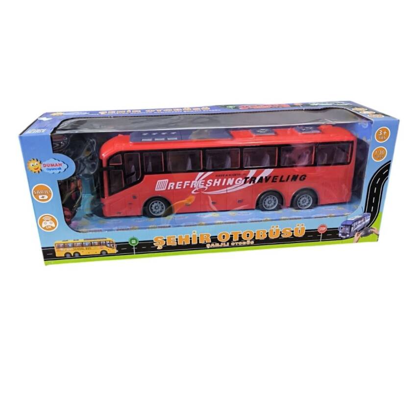 Duman Oyuncak Uzaktan Kumandalı Şarjlı Full Fonksiyon Otobüs Dmnht070,071,072-Kırmızı - 1